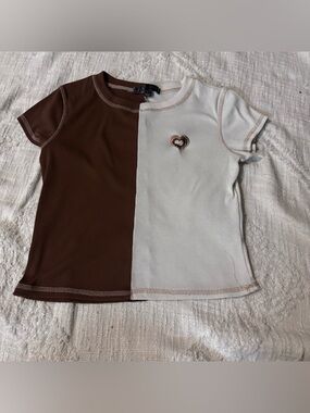 Womens Faded Rose split color block top Size L